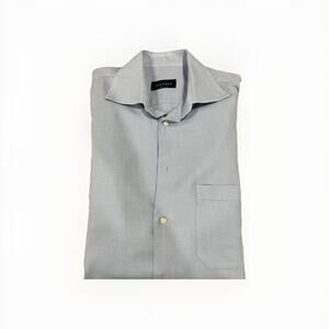 CANALI MENS DRESS SHIRT BLUE TWILL 16/41 LARGE MADE IN ITALY FRENCH CUFF GC!